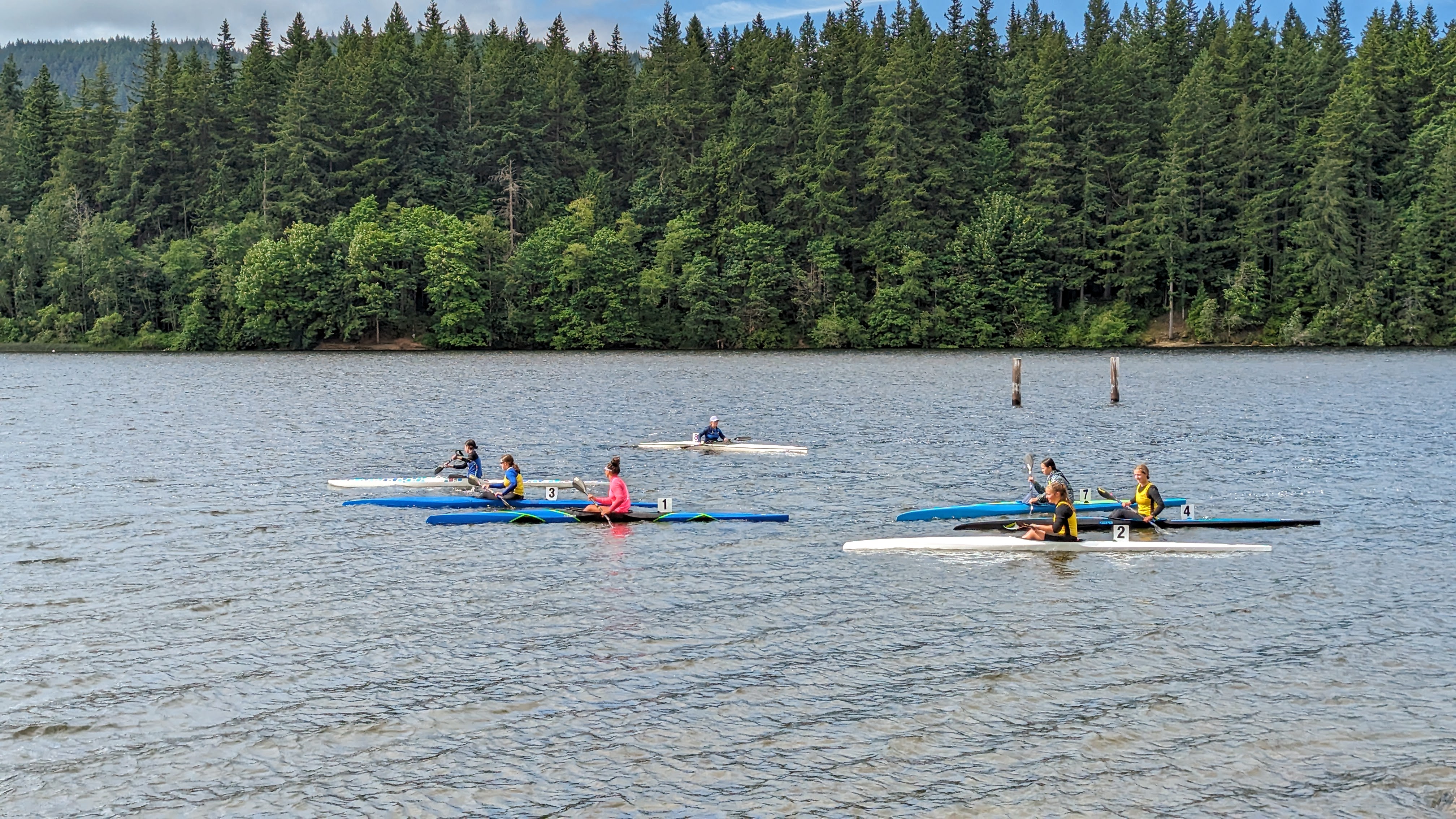 Sprint kayak race at Lake Padden
